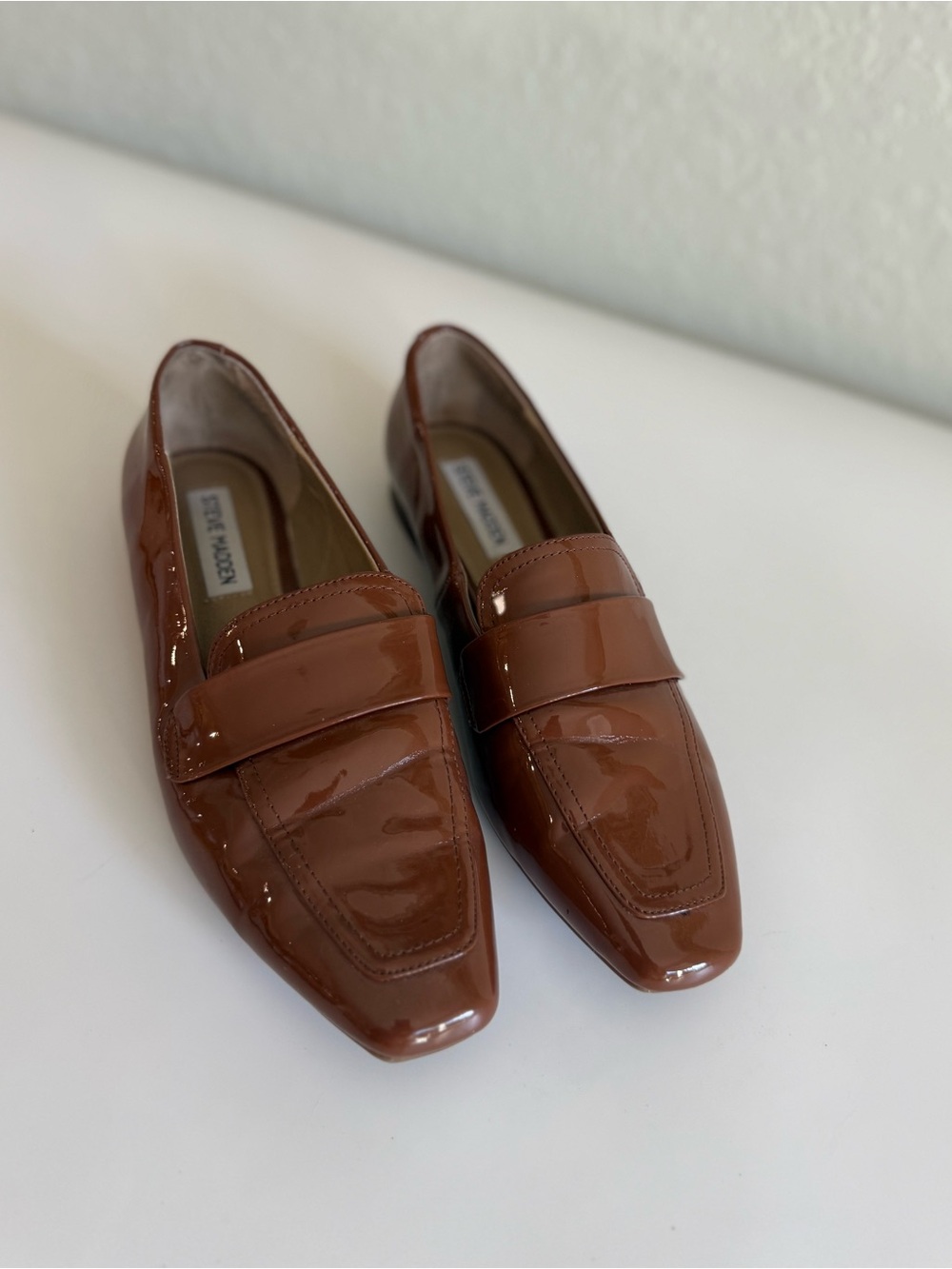 Steve Madden Women's Cognac Patent Leather Loafers